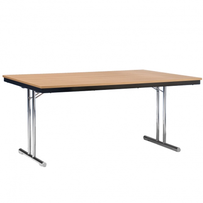 Klapptisch, 200x80 cm (B/T), 72 cm hoch, T-Fuß, Gestell Chrom, Stahlzarge, 